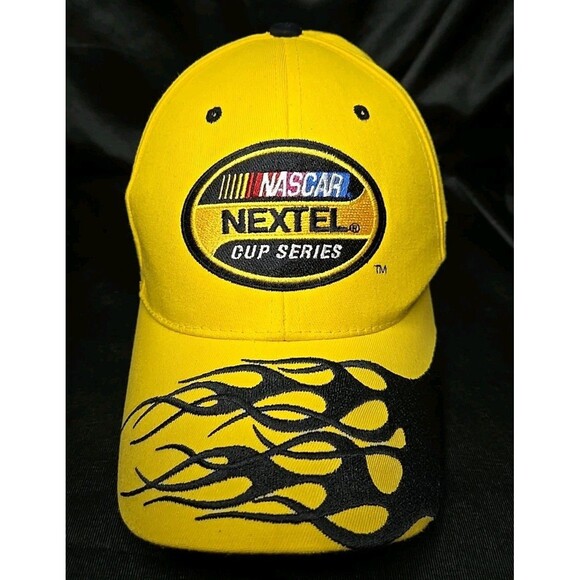NASCAR Nextel Cup Series Hat Yellow Sprint 2007 Flames Strapback Adjustable Cap - Picture 1 of 8